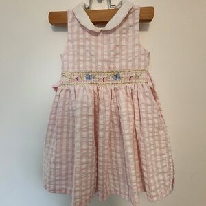 Bonnie Jean 3t pink linen embroidered dress